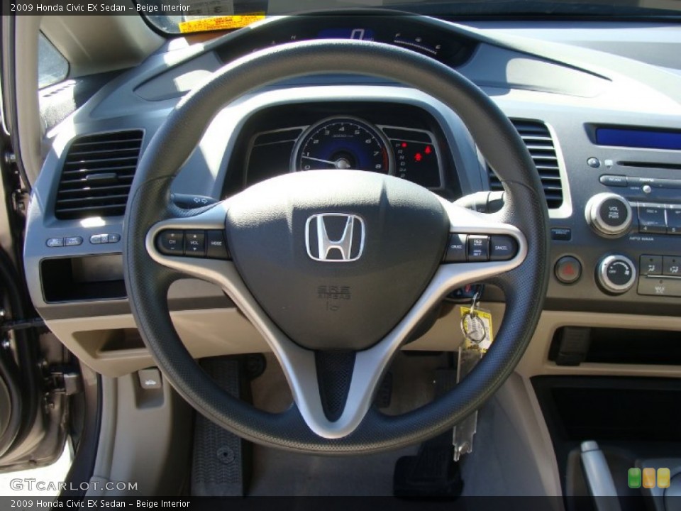 Beige Interior Steering Wheel for the 2009 Honda Civic EX Sedan #60943136
