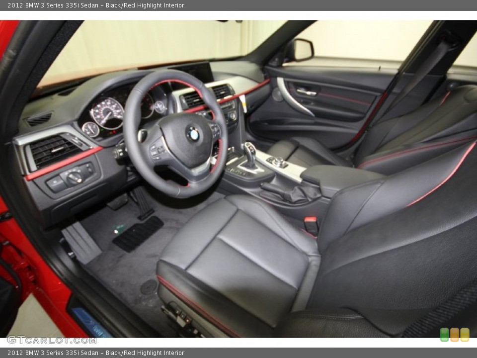 Black/Red Highlight Interior Prime Interior for the 2012 BMW 3 Series 335i Sedan #60951081