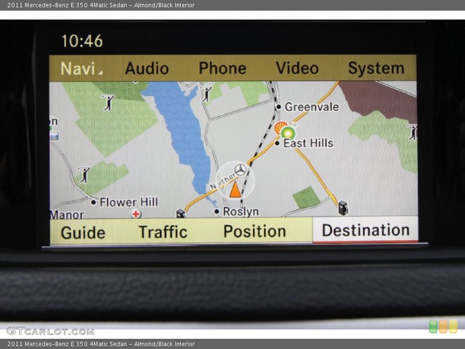 Almond/Black Interior Navigation for the 2011 Mercedes-Benz E 350 4Matic Sedan #60977845