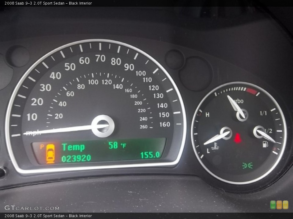 Black Interior Gauges for the 2008 Saab 9-3 2.0T Sport Sedan #60984843