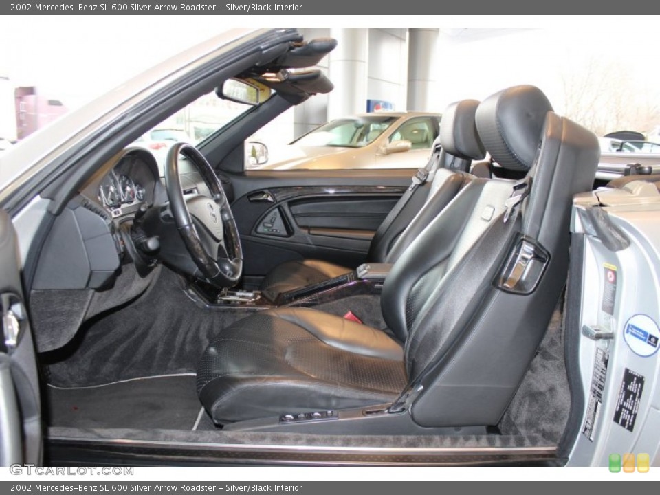 Silver/Black Interior Front Seat for the 2002 Mercedes-Benz SL 600 Silver Arrow Roadster #60988528