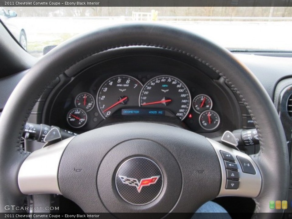 Ebony Black Interior Steering Wheel for the 2011 Chevrolet Corvette Coupe #60993013