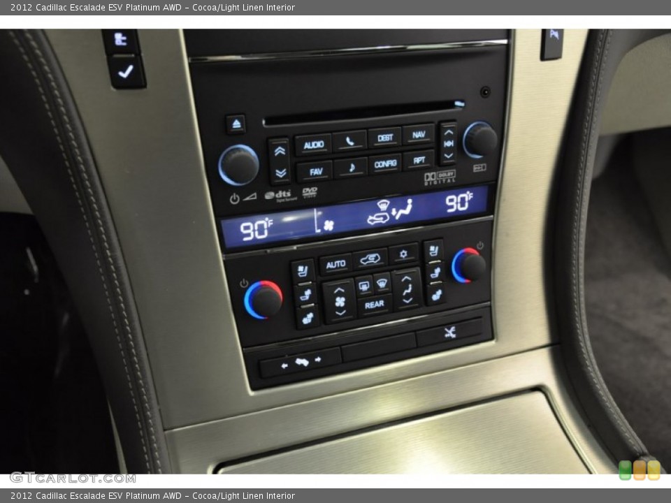 Cocoa/Light Linen Interior Controls for the 2012 Cadillac Escalade ESV Platinum AWD #61035640