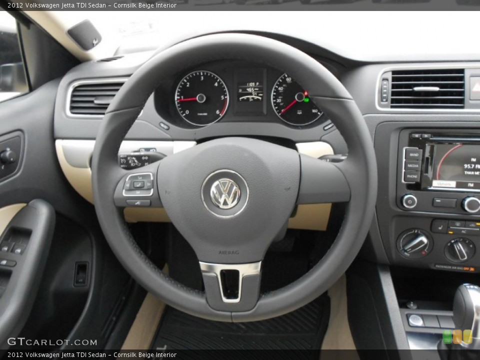 Cornsilk Beige Interior Steering Wheel for the 2012 Volkswagen Jetta TDI Sedan #61037568