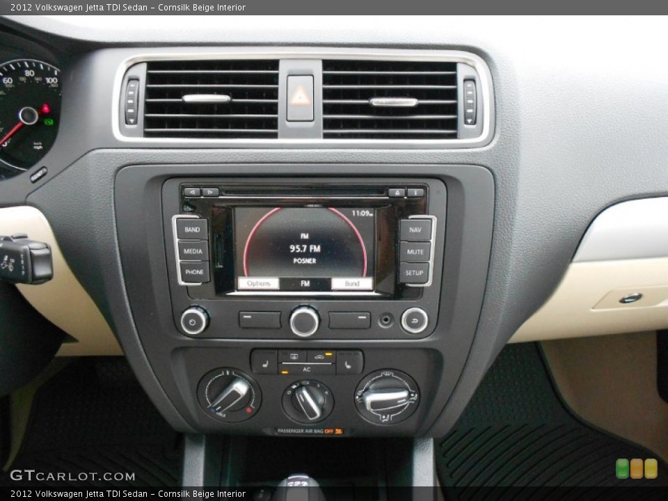 Cornsilk Beige Interior Controls for the 2012 Volkswagen Jetta TDI Sedan #61037577