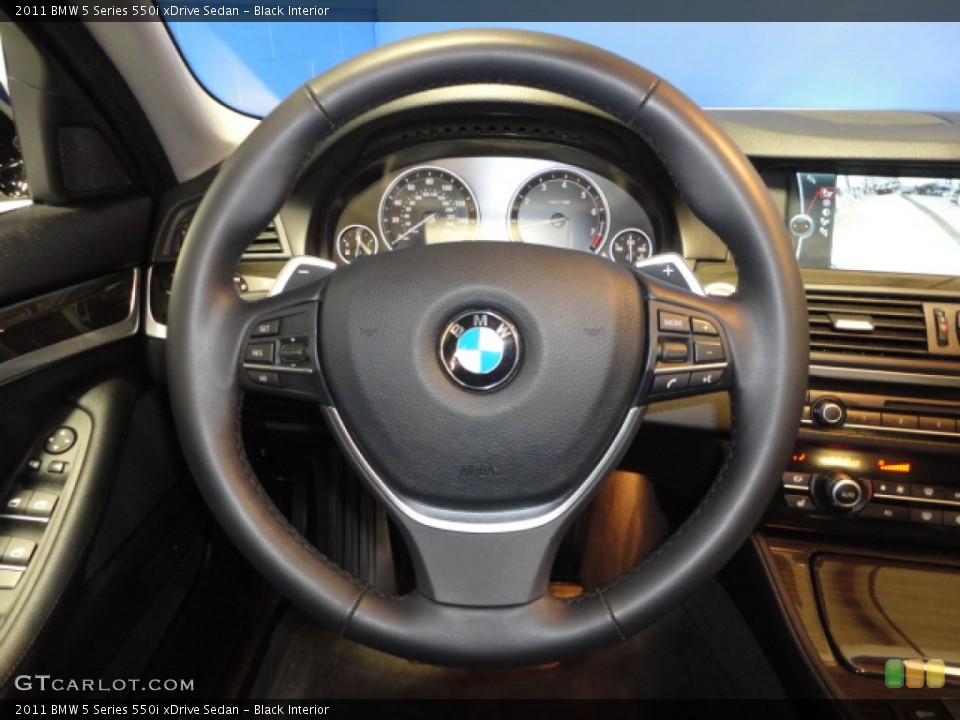 Black Interior Steering Wheel for the 2011 BMW 5 Series 550i xDrive Sedan #61057618