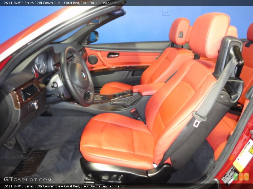 Coral Red/Black Dakota Leather Interior Photo for the 2011 BMW 3 Series 328i Convertible #61057927