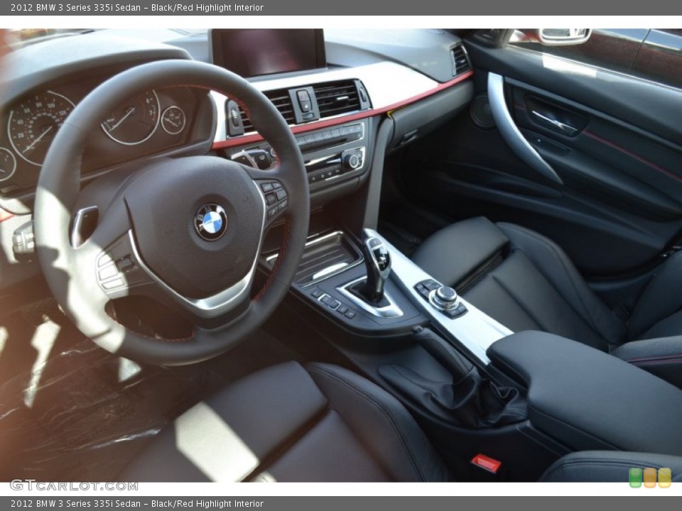 Black/Red Highlight Interior Prime Interior for the 2012 BMW 3 Series 335i Sedan #61061410