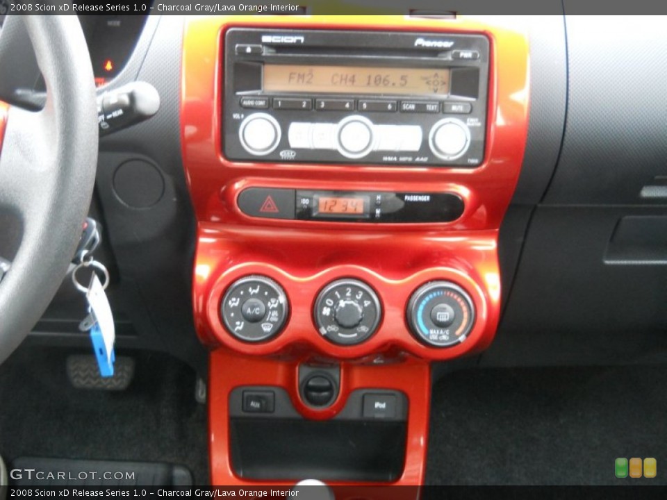 Charcoal Gray/Lava Orange Interior Controls for the 2008 Scion xD Release Series 1.0 #61069645