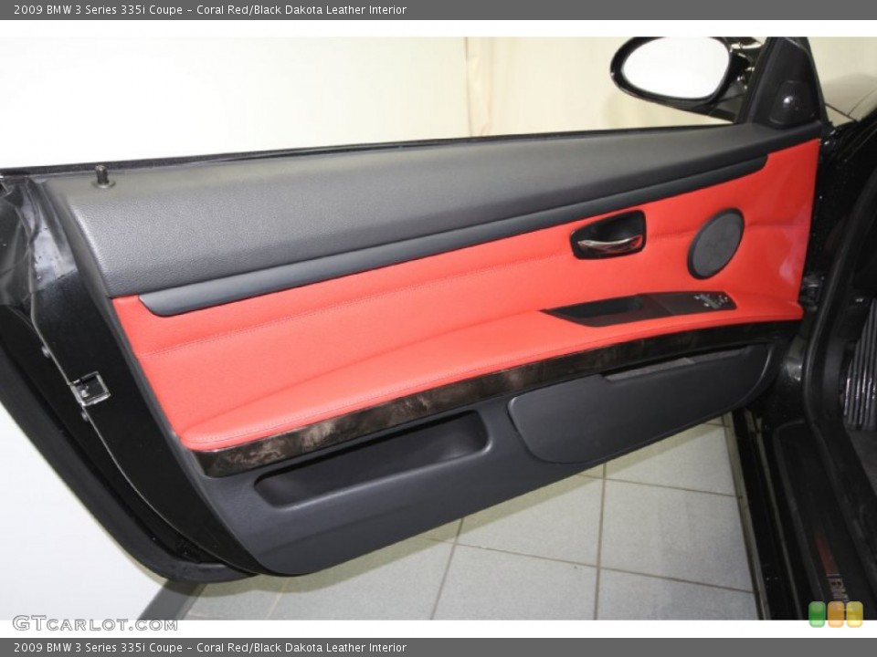 Coral Red/Black Dakota Leather Interior Door Panel for the 2009 BMW 3 Series 335i Coupe #61083181