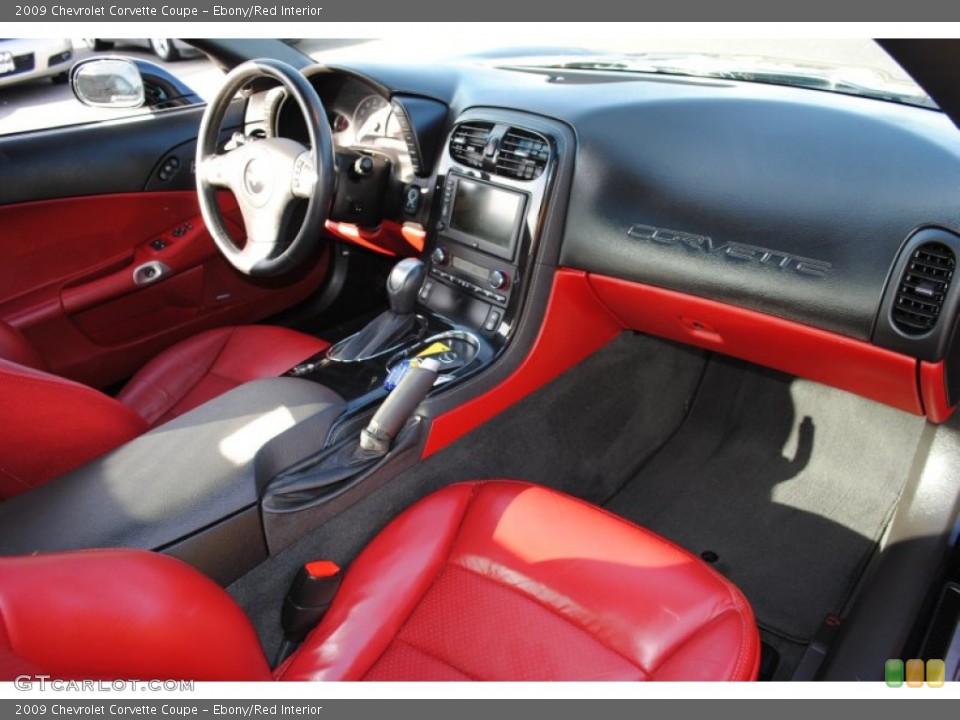 Ebony/Red Interior Dashboard for the 2009 Chevrolet Corvette Coupe #61089418