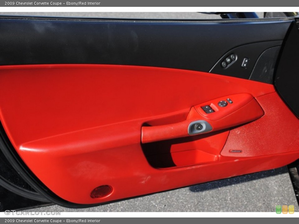 Ebony/Red Interior Door Panel for the 2009 Chevrolet Corvette Coupe #61089433