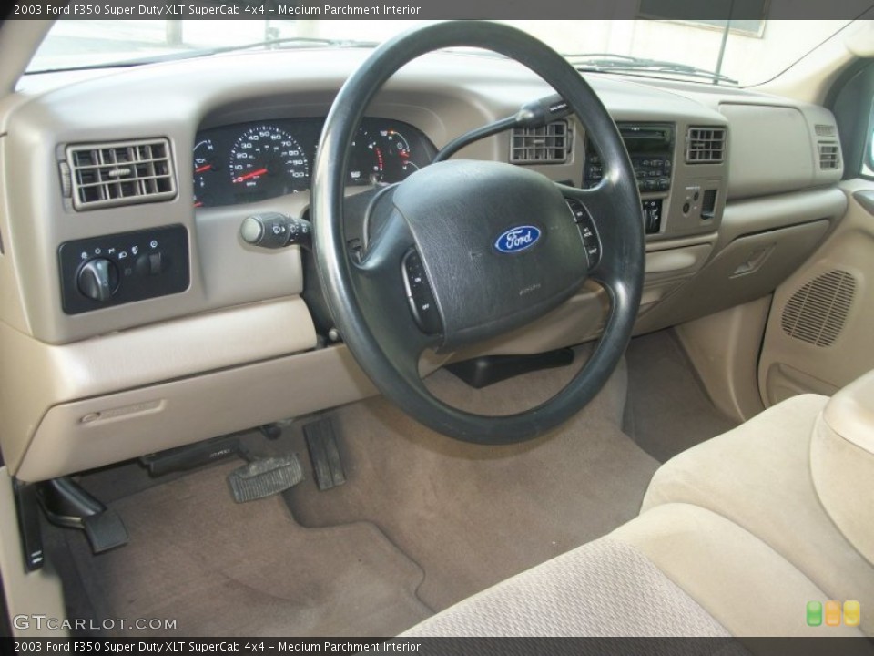 Medium Parchment Interior Dashboard for the 2003 Ford F350 Super Duty XLT SuperCab 4x4 #61090998