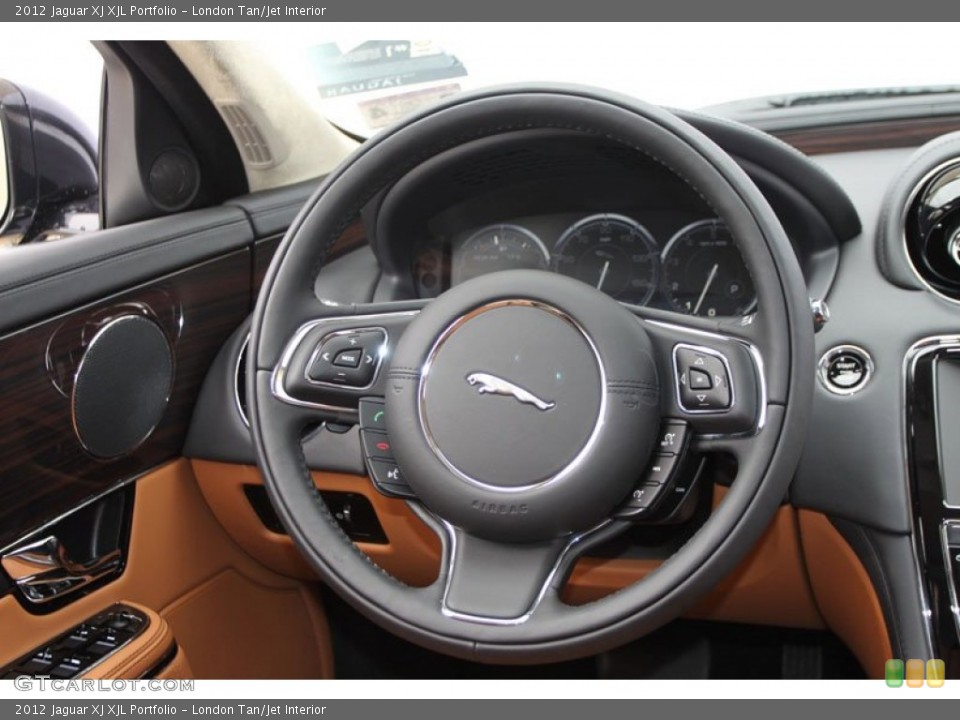 London Tan/Jet Interior Steering Wheel for the 2012 Jaguar XJ XJL Portfolio #61097303