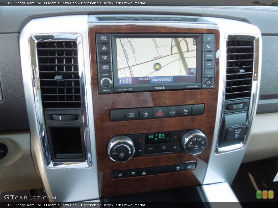 Light Pebble Beige/Bark Brown Interior Controls for the 2012 Dodge Ram 1500 Laramie Crew Cab #61098374
