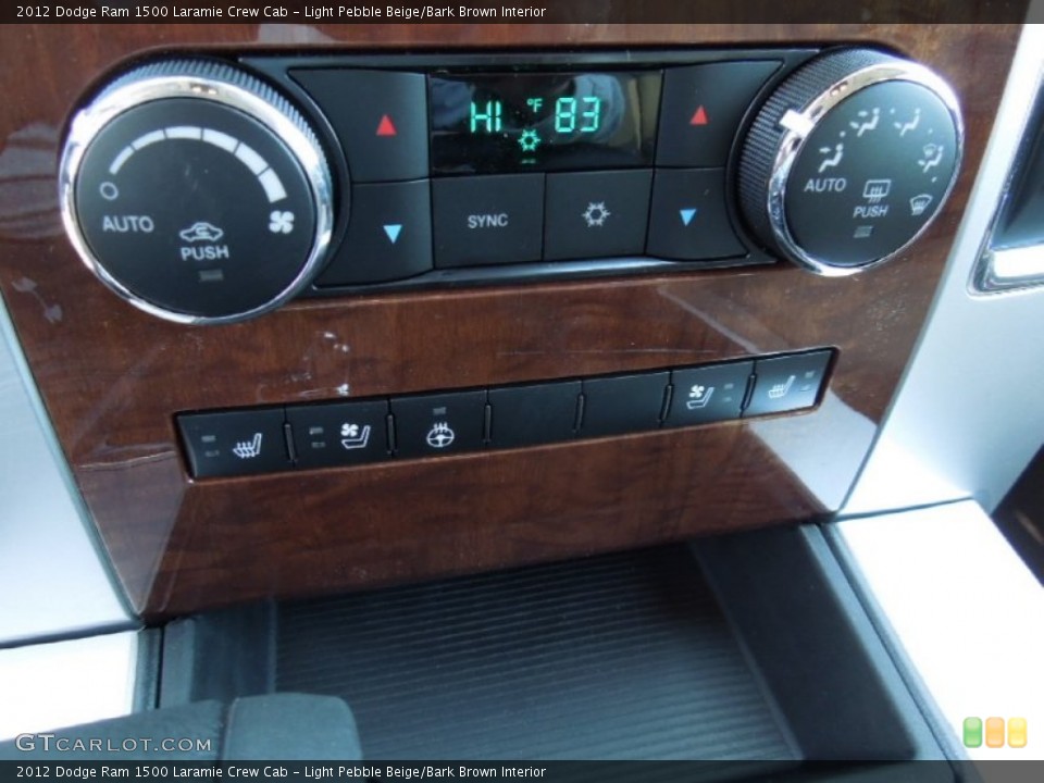 Light Pebble Beige/Bark Brown Interior Controls for the 2012 Dodge Ram 1500 Laramie Crew Cab #61098383