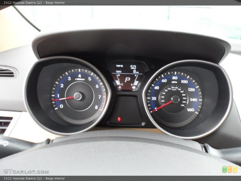 Beige Interior Gauges for the 2012 Hyundai Elantra GLS #61104090