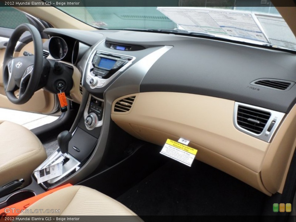 Beige Interior Dashboard for the 2012 Hyundai Elantra GLS #61104277