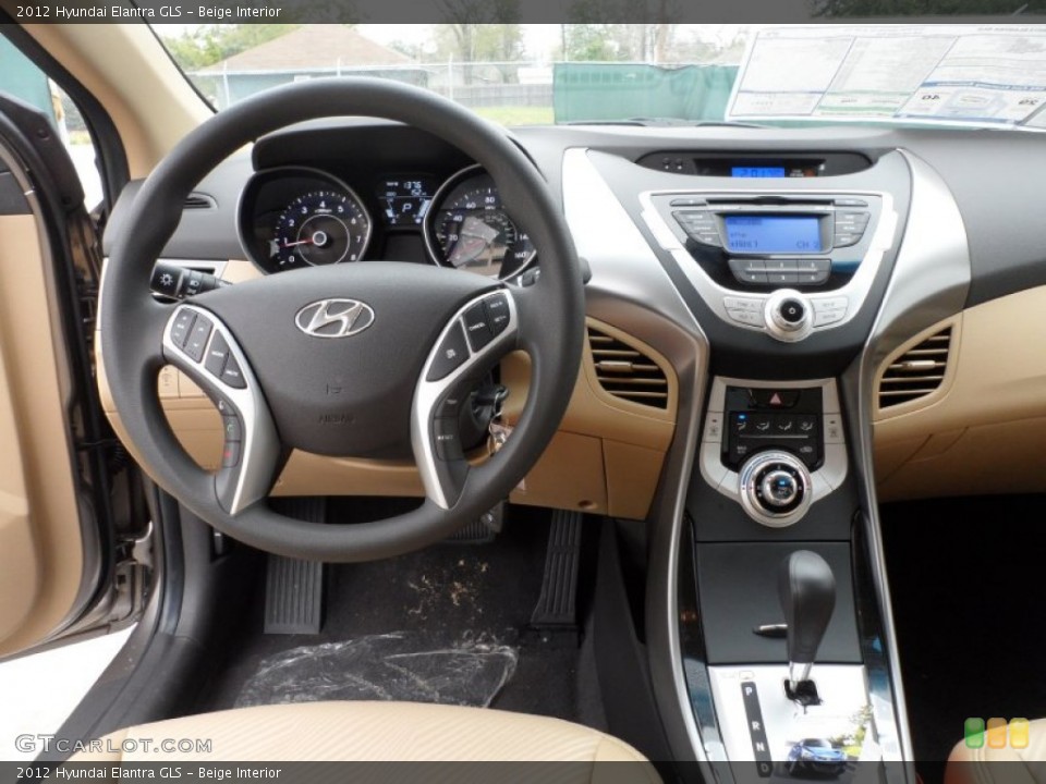 Beige Interior Dashboard for the 2012 Hyundai Elantra GLS #61104340