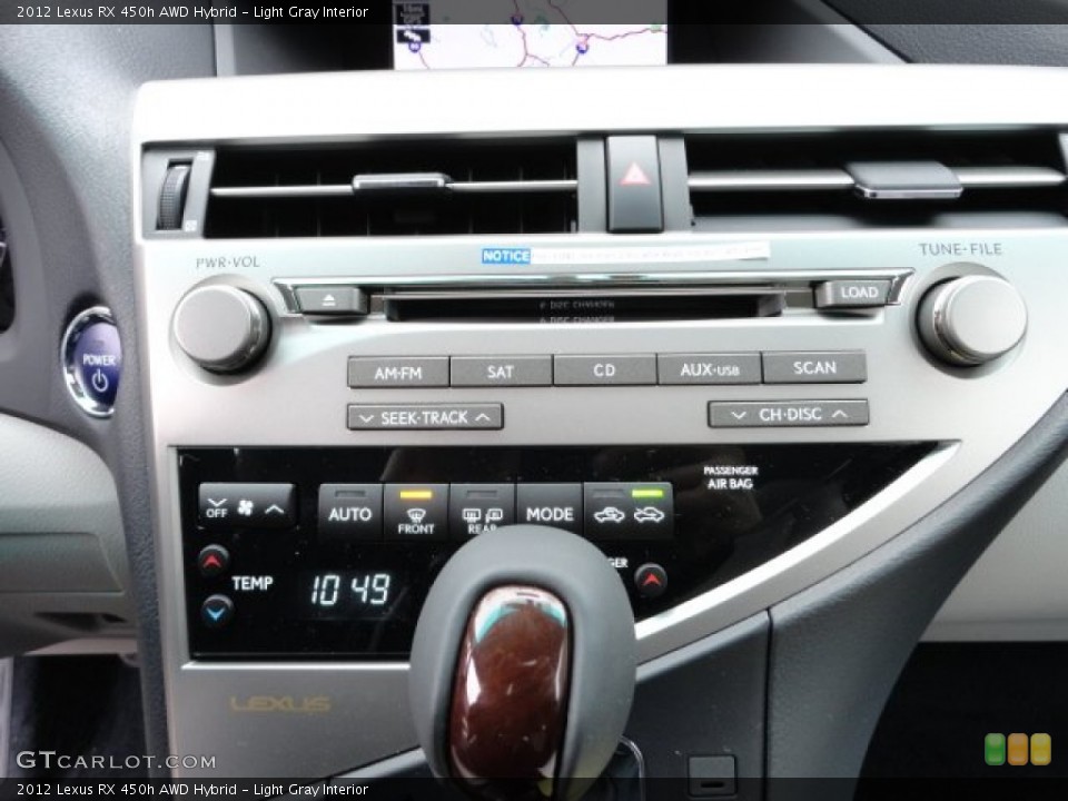 Light Gray Interior Controls for the 2012 Lexus RX 450h AWD Hybrid #61109770