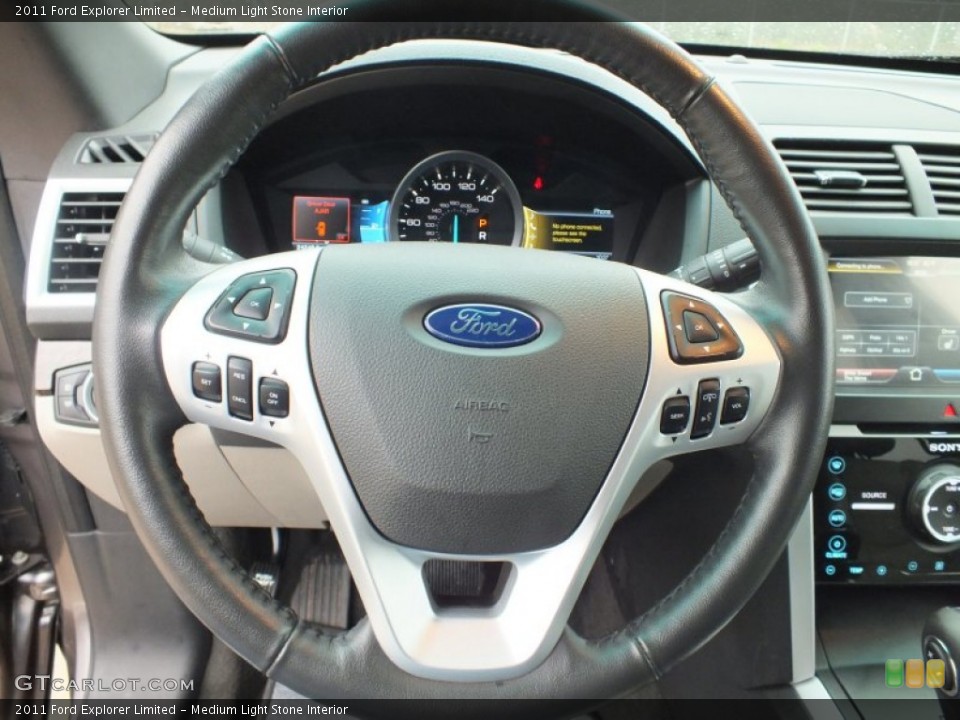 Medium Light Stone Interior Steering Wheel for the 2011 Ford Explorer Limited #61123422