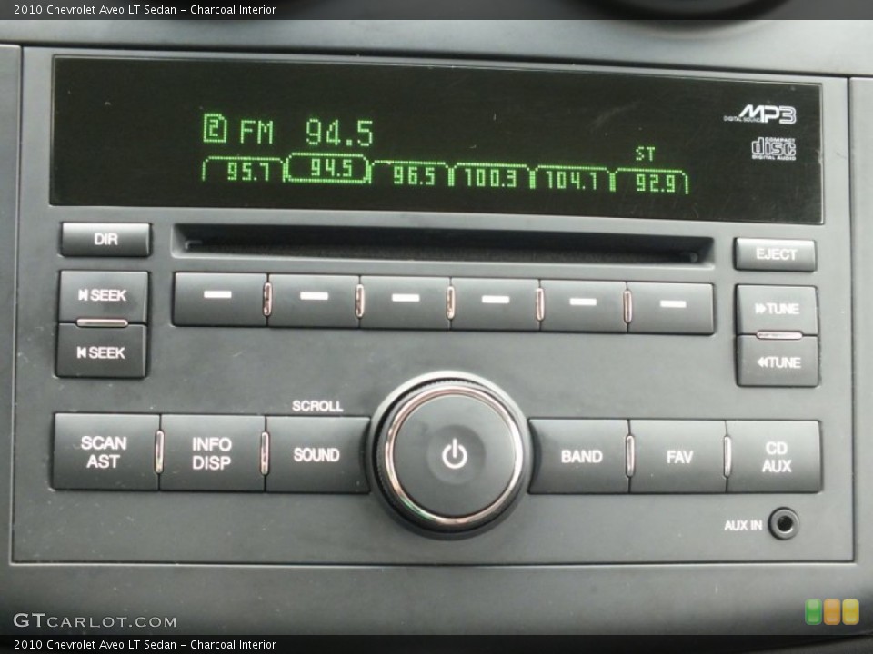 Charcoal Interior Audio System for the 2010 Chevrolet Aveo LT Sedan #61123862