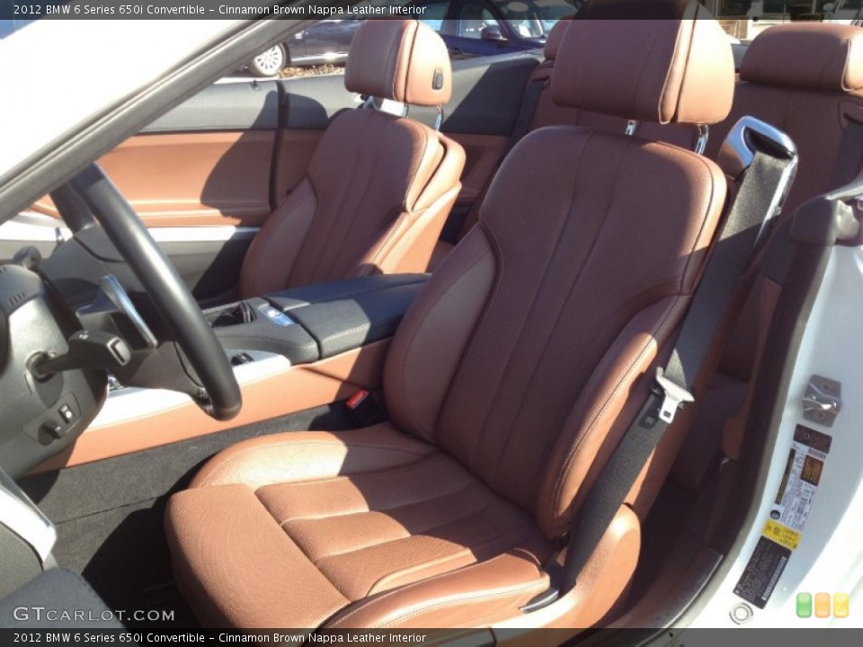 Cinnamon Brown Nappa Leather Interior Front Seat for the 2012 BMW 6 Series 650i Convertible #61131965