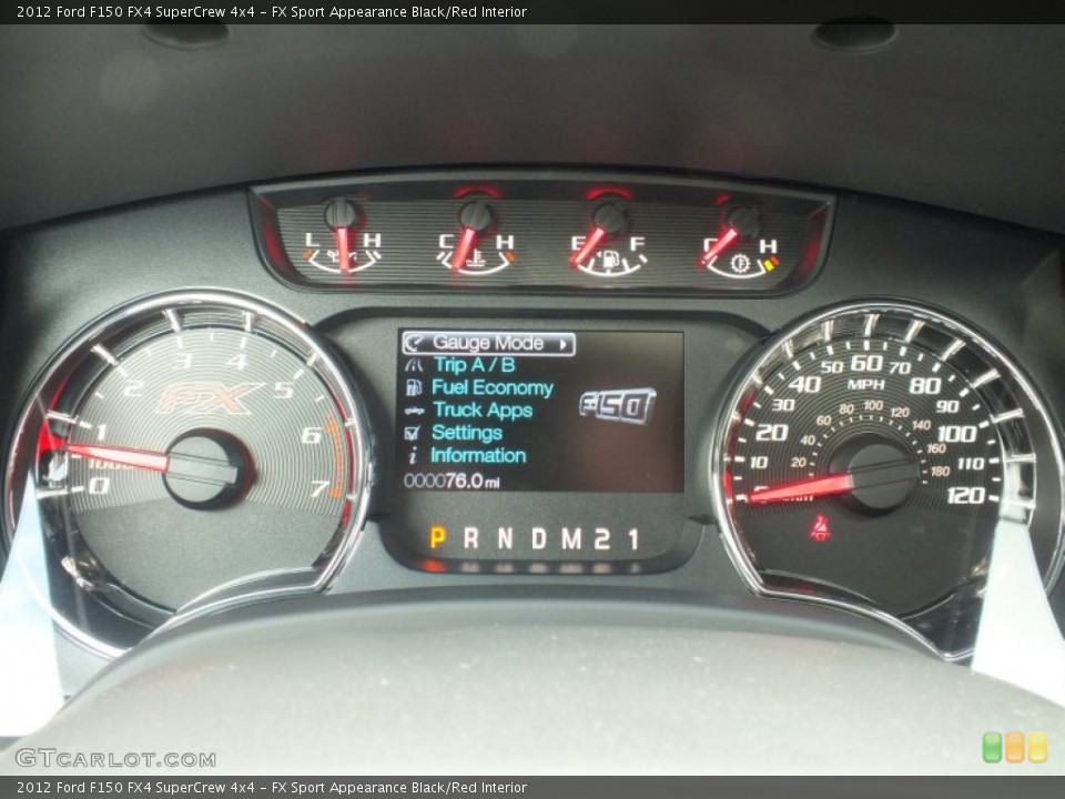 FX Sport Appearance Black/Red Interior Gauges for the 2012 Ford F150 FX4 SuperCrew 4x4 #61136991