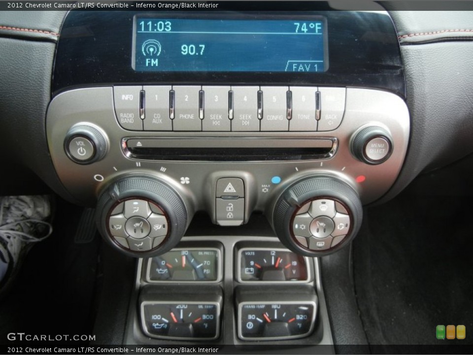 Inferno Orange/Black Interior Controls for the 2012 Chevrolet Camaro LT/RS Convertible #61137218