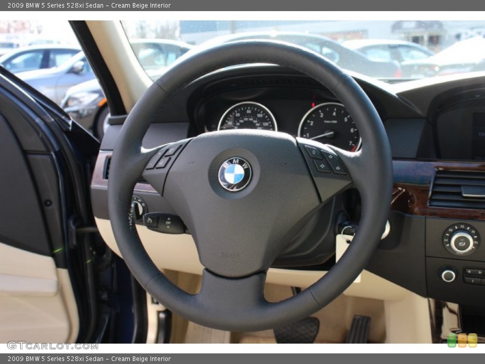 Cream Beige Interior Steering Wheel for the 2009 BMW 5 Series 528xi Sedan #61234486