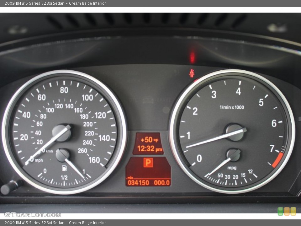 Cream Beige Interior Gauges for the 2009 BMW 5 Series 528xi Sedan #61234495