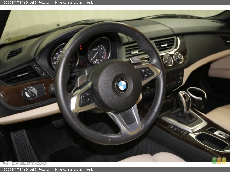 Beige Kansas Leather Interior Steering Wheel for the 2009 BMW Z4 sDrive35i Roadster #61259555