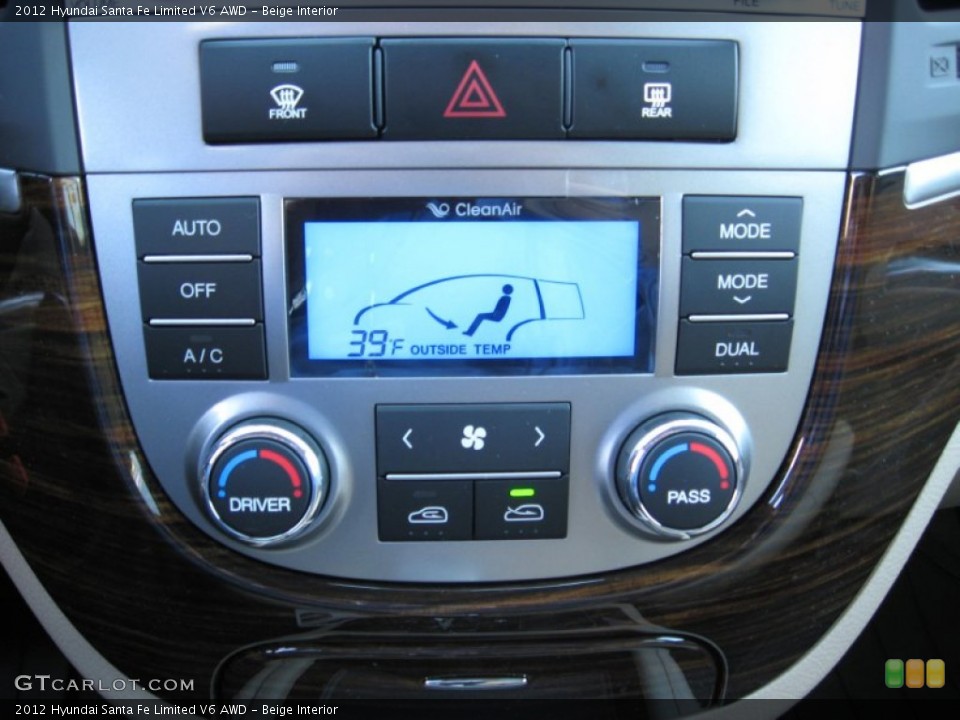 Beige Interior Controls for the 2012 Hyundai Santa Fe Limited V6 AWD #61265693