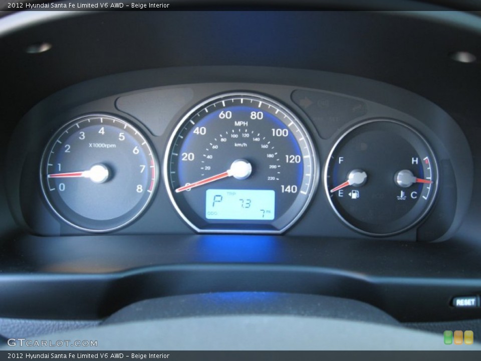 Beige Interior Gauges for the 2012 Hyundai Santa Fe Limited V6 AWD #61265720