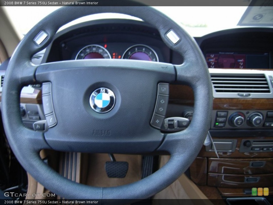 Natural Brown Interior Steering Wheel for the 2008 BMW 7 Series 750Li Sedan #61270391