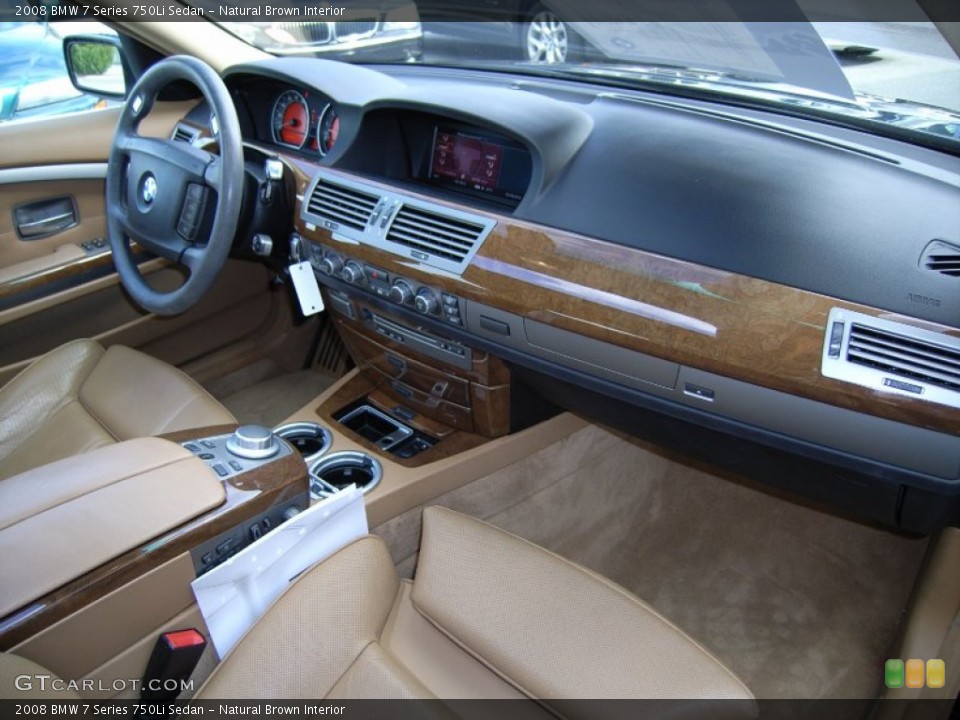 Natural Brown Interior Dashboard for the 2008 BMW 7 Series 750Li Sedan #61270481