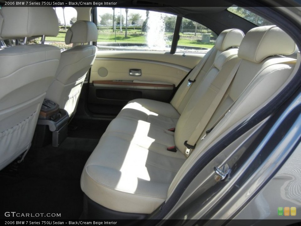 Black/Cream Beige Interior Rear Seat for the 2006 BMW 7 Series 750Li Sedan #61274369
