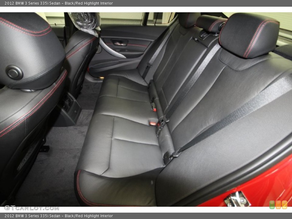 Black/Red Highlight Interior Rear Seat for the 2012 BMW 3 Series 335i Sedan #61308637