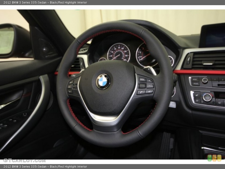 Black/Red Highlight Interior Steering Wheel for the 2012 BMW 3 Series 335i Sedan #61308800