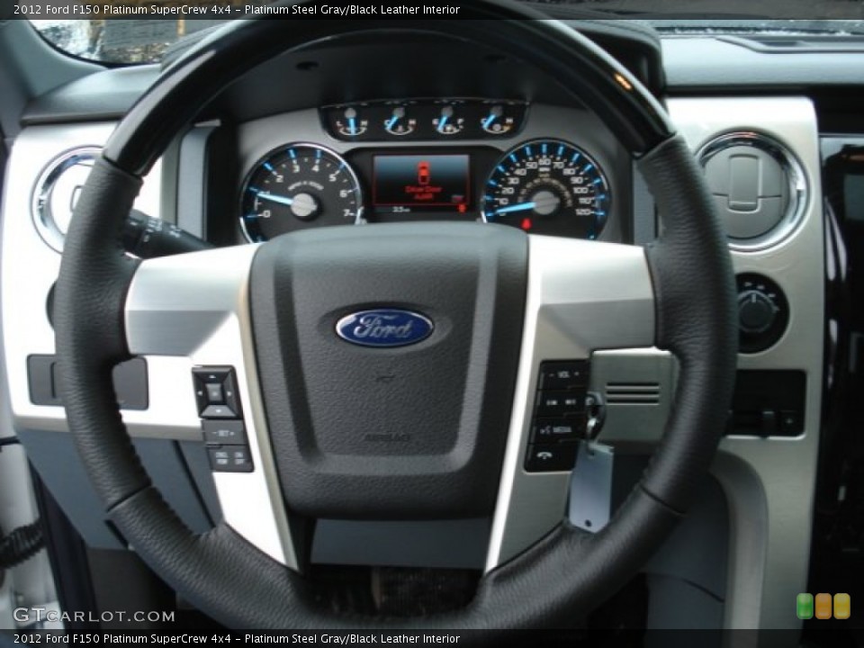 Platinum Steel Gray/Black Leather Interior Steering Wheel for the 2012 Ford F150 Platinum SuperCrew 4x4 #61312802