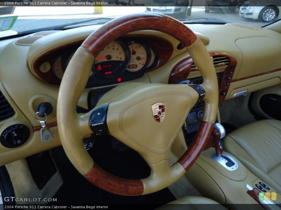 Savanna Beige Interior Steering Wheel for the 2004 Porsche 911 Carrera Cabriolet #61324346
