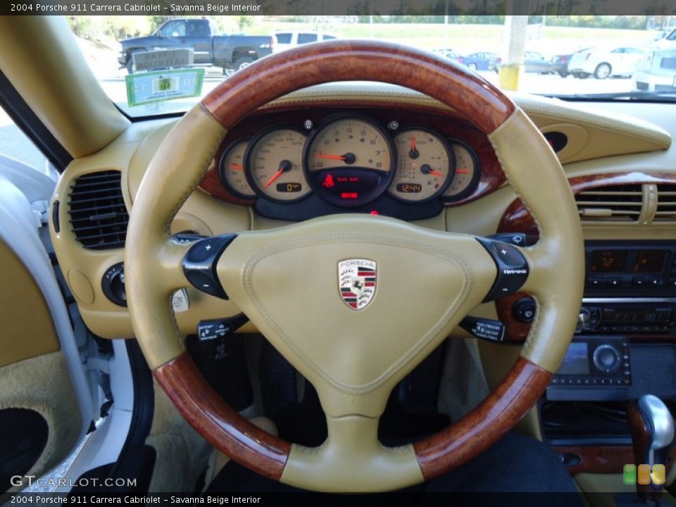 Savanna Beige Interior Steering Wheel for the 2004 Porsche 911 Carrera Cabriolet #61324592