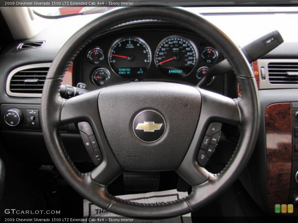 Ebony Interior Steering Wheel for the 2009 Chevrolet Silverado 1500 LTZ Extended Cab 4x4 #61346171