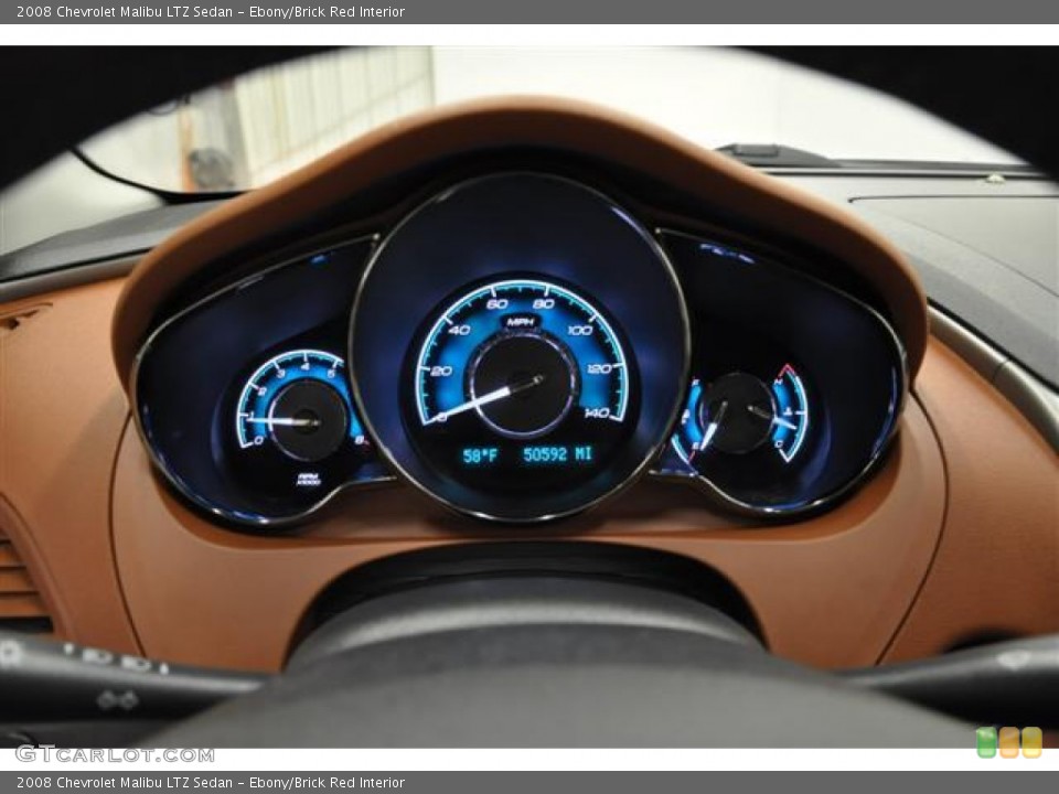 Ebony/Brick Red Interior Gauges for the 2008 Chevrolet Malibu LTZ Sedan #61380480