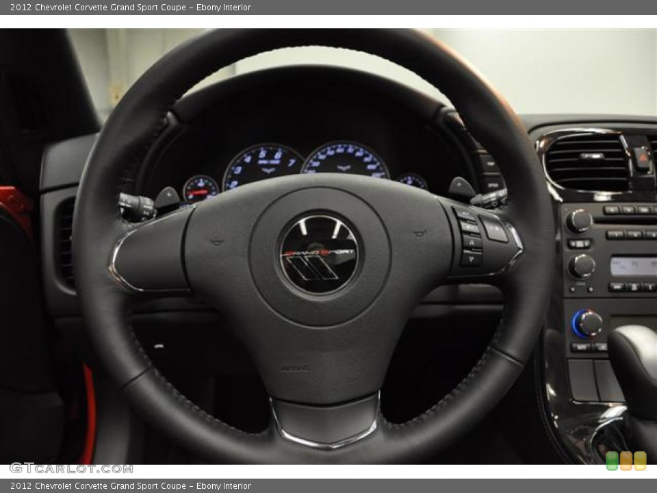 Ebony Interior Steering Wheel for the 2012 Chevrolet Corvette Grand Sport Coupe #61380906