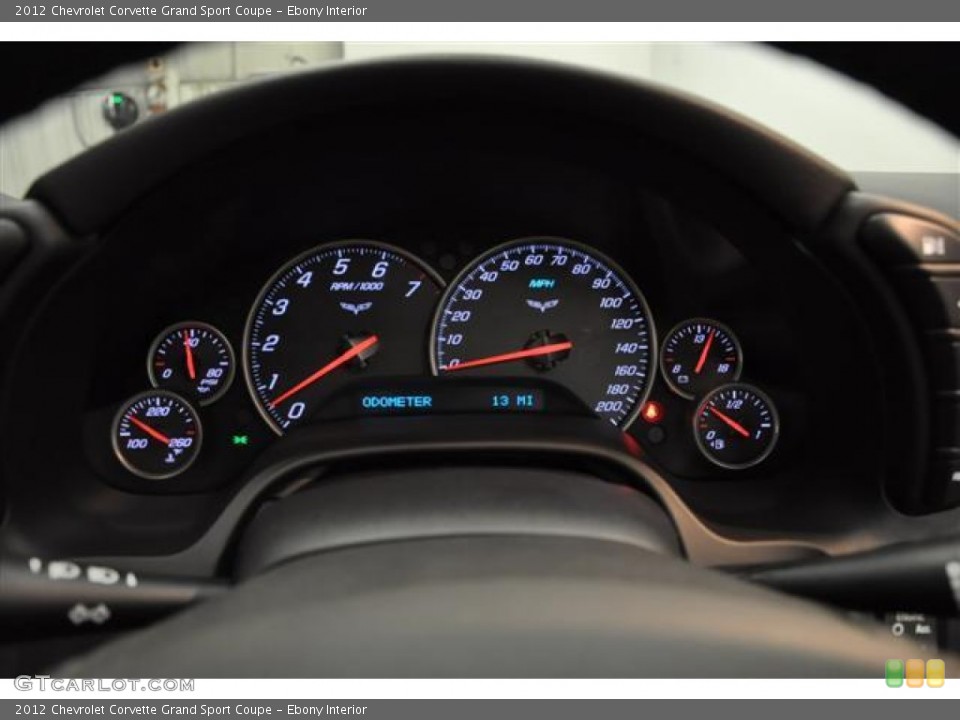 Ebony Interior Gauges for the 2012 Chevrolet Corvette Grand Sport Coupe #61380915