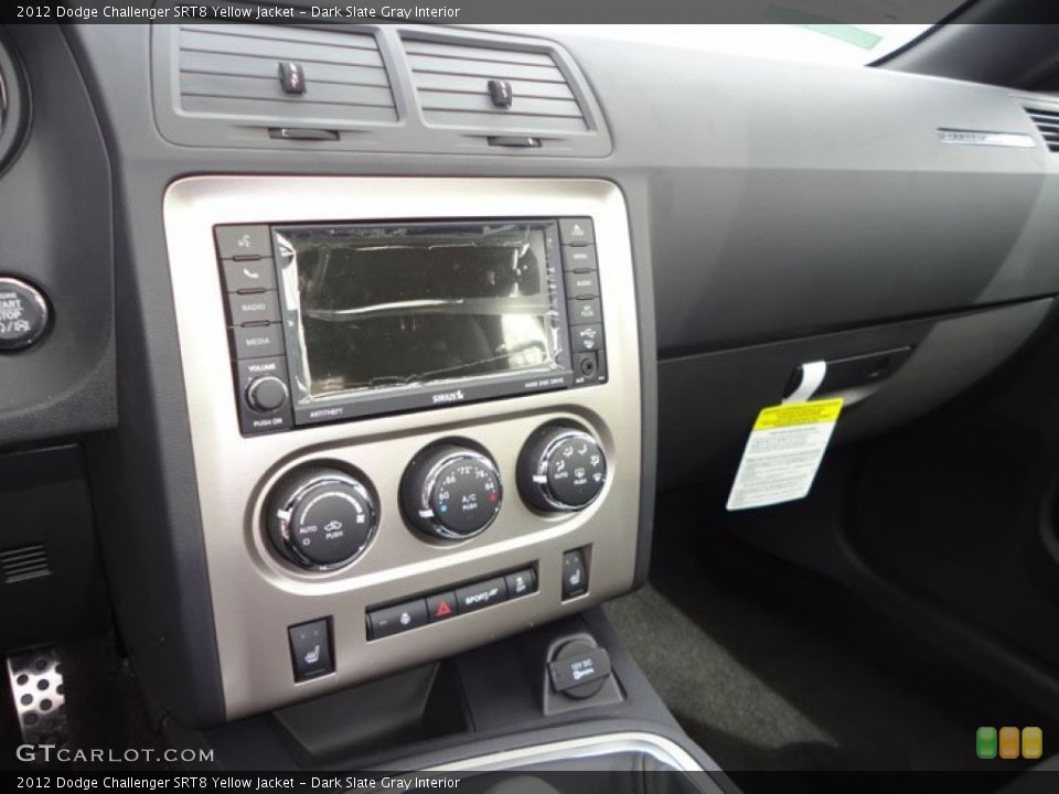 Dark Slate Gray Interior Controls for the 2012 Dodge Challenger SRT8 Yellow Jacket #61393700