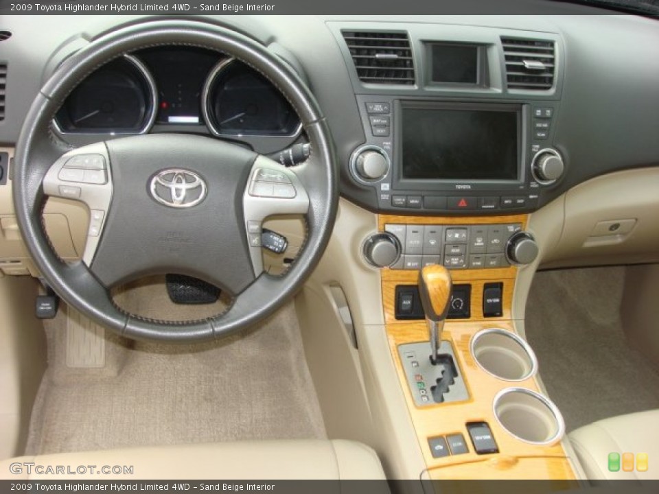 Sand Beige Interior Dashboard for the 2009 Toyota Highlander Hybrid Limited 4WD #61397962