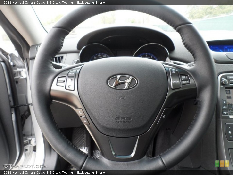 Black Leather Interior Steering Wheel for the 2012 Hyundai Genesis Coupe 3.8 Grand Touring #61426108