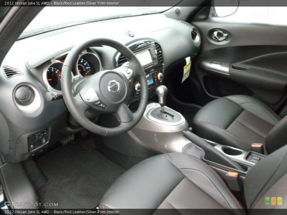 Black/Red Leather/Silver Trim Interior Prime Interior for the 2012 Nissan Juke SL AWD #61444889